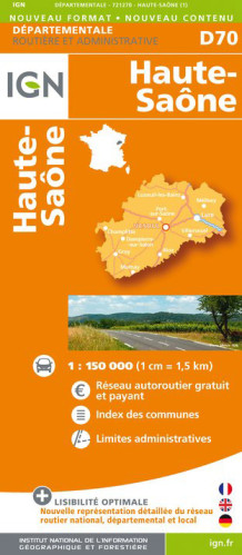Haute-Saône departement 1:150.000 mapa IGN
