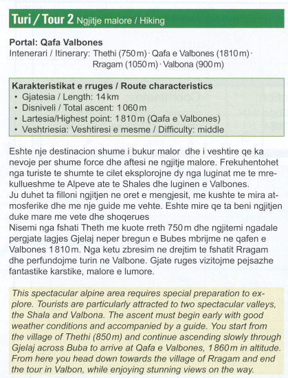 detail Albánie 1:50 000 (2) Tropoja – B. Curri – Valbona