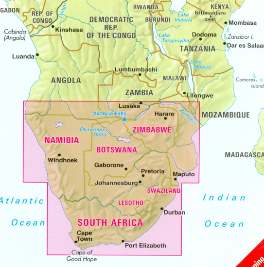 detail Afrika Jih (Southern Africa) 1:2,5m mapa Nelles