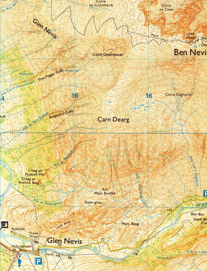 detail Ben Nevis / Fort William 1:25.000 turistická mapa OS #392