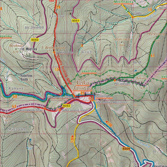 detail Slovácko, Bílé Karpaty 1:50t turistická mapa (72) SC