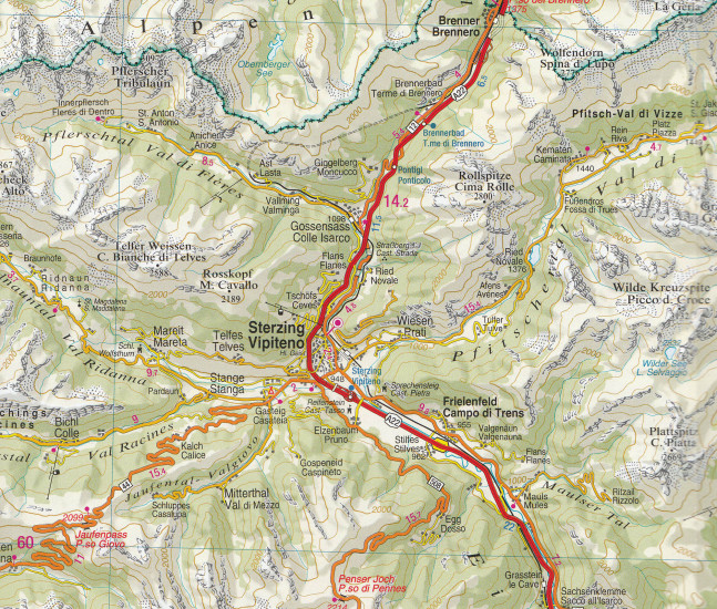 detail Dolomity - Dolomites Road & Panoramic Map 1:200t mapa TABACCO