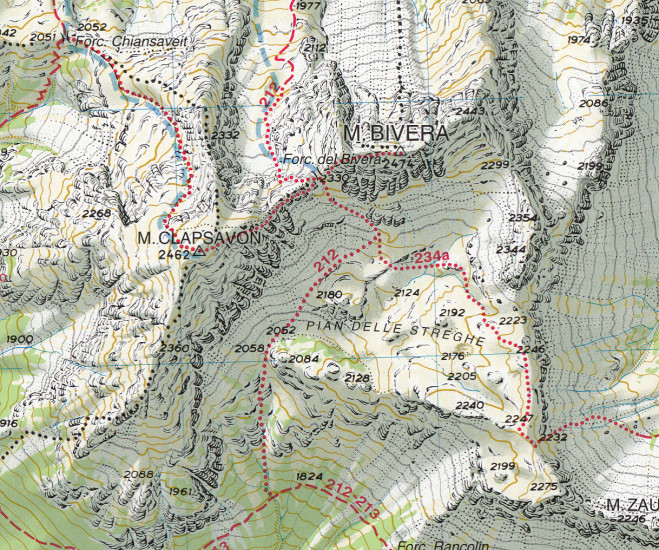 detail Forni di Sopra, Ampezzo – Sauris, Alta val Tagl. 1:25 000 turistická mapa #02