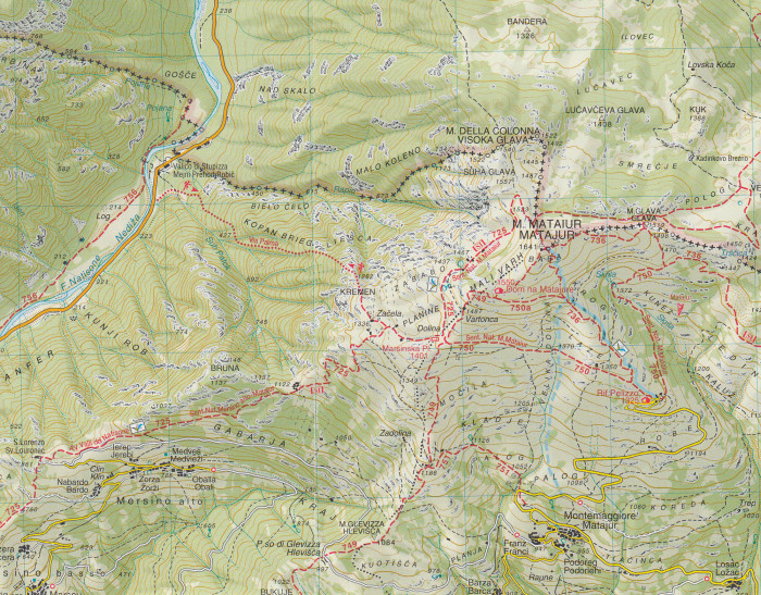 detail Valli del Natisone, Cividale del Friuli 1:25 000 turistická mapa TABACCO #41