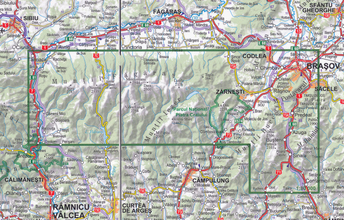 detail Fagaras, Bucegi, Piatra Craiului 1:80.000 turistická mapa TQ