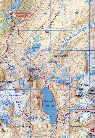 detail Breheimen 1:100.000 mapa (Norsko) #2412