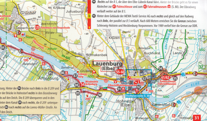 detail Elberadweg Nord (Labská cyklostezka) 1:75.000 průvodce na spirále ADFC