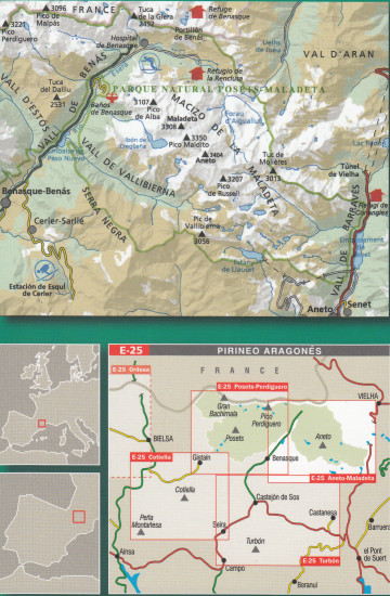 detail Aneto Maladeta, Valles de Benasque y Barravés 1:50.000 mapa Alpina
