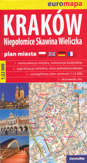 detail Krakow (Kraków & Wieliczka) 1:22t plán města papír ExpressMap