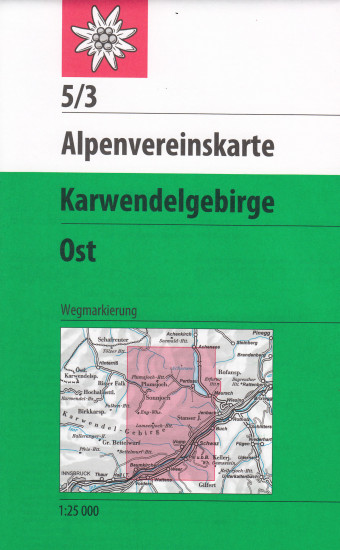 detail Karwendelgebirge Východ 1:25 000, turistická mapa, Alpenverein #5/3