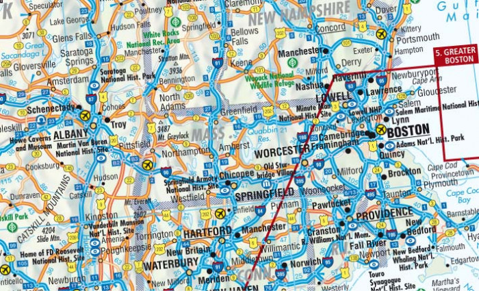 detail USA New York & Lakes 1:3m mapa Borch