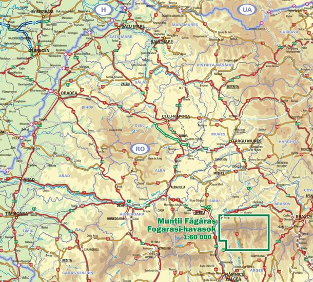 detail Muntii Fagaras 1:60t turistická mapa DIMAP