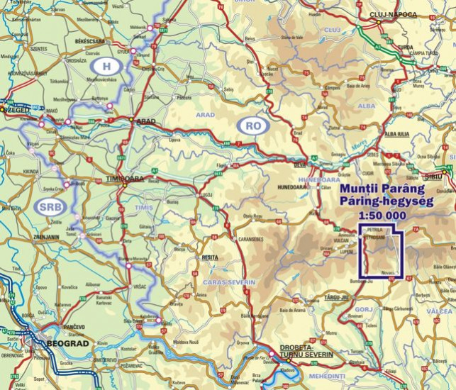 detail Muntii Parang 1:50t turistická mapa DIMAP