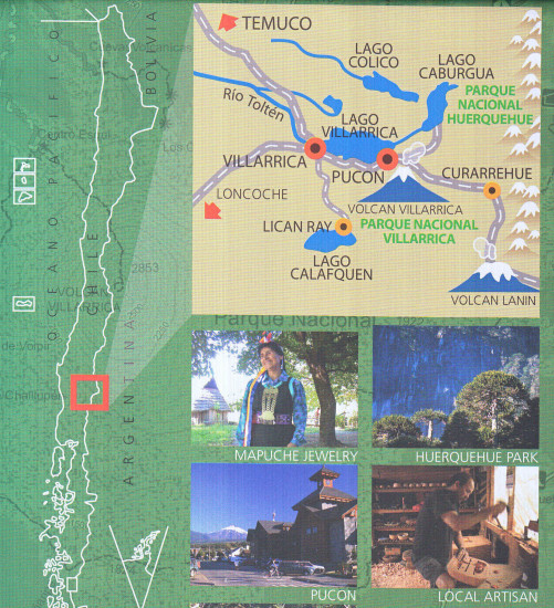 detail Chile - Pucón 1:100t turistická mapa COMPASS