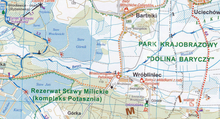 detail Dolina Baryczy mapový set 1:65.000 západ / 1:70.000 východ