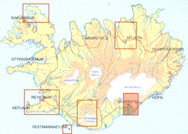 detail Skaftafell NP Island 1:25t - 100t mapa FERDAKORT