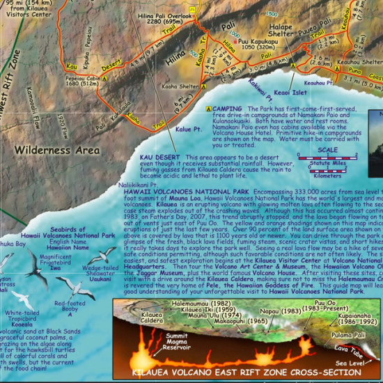 detail Hawaii Volcanoes NP, Kilauea Crater 1:16 500 mapa FRANKO´S