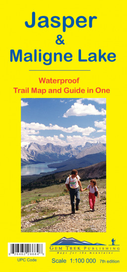 detail Jasper & Maligne Lake 1:100.000 mapa a průvodce Gem Trek