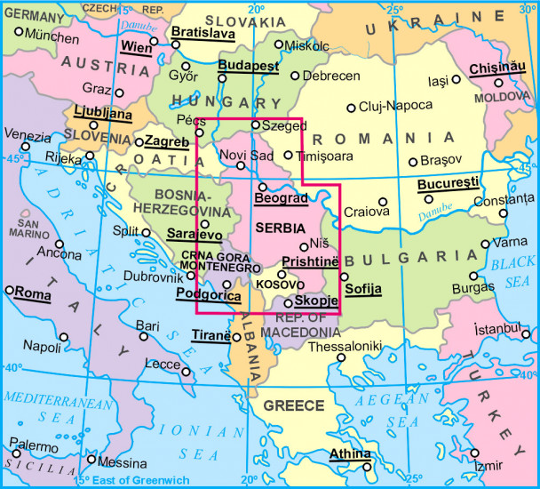 detail Srbsko & Černá Hora 1:500t mapa GIZI