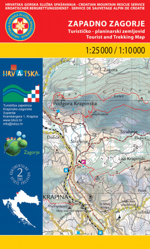 Zagorje Západ 1:25 000 turistická mapa HGSS