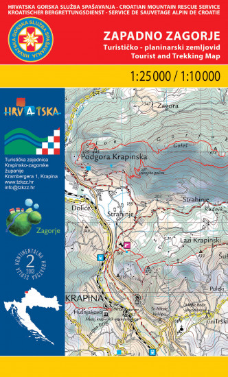 detail Zagorje Západ 1:25 000 turistická mapa HGSS