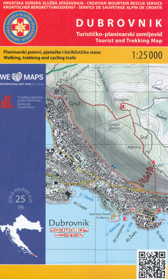 detail Dubrovnik 1:25.000 turistická mapa HGSS
