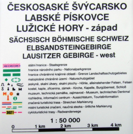 detail Českosaské Švýcarsko, Labské pískovce 1:50t reliéfní mapa HP