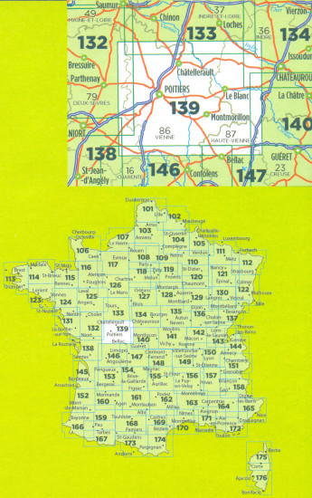 detail IGN 139 Poitiers Chatellerault 1:100t mapa IGN