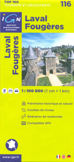 detail IGN 116 Laval Fougeres 1:100t mapa IGN