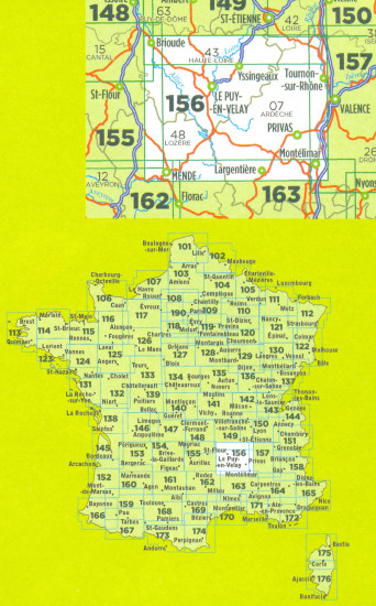 detail IGN 156 Le Puy-en-Velay 1:100t mapa IGN