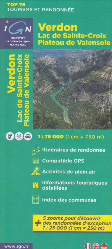 Verdon, Lac Ste Croix, Plateau de Valensole 1:75t mapa IGN