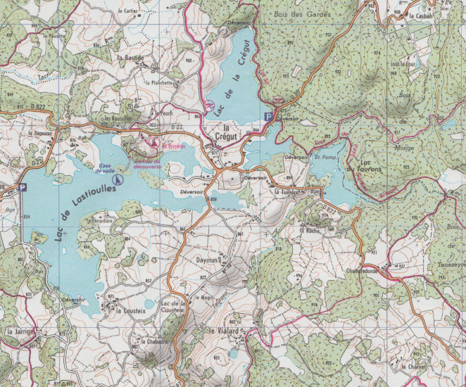 detail Cezallier, Monts du Cantal 1:25t mapa IGN