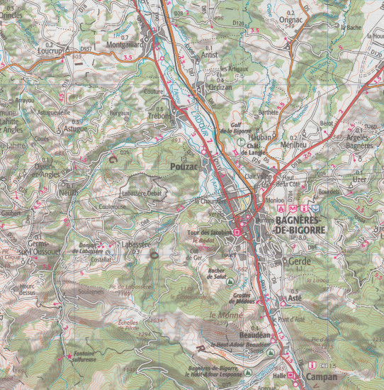 detail Gavarnie, Néouvielle, Luchonnais 1:75t mapa IGN