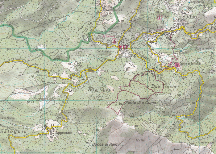 detail IGN 4151 OT Vic, Cargese, Golfe de Sagone, PNR de Corse 1:25t mapa IGN