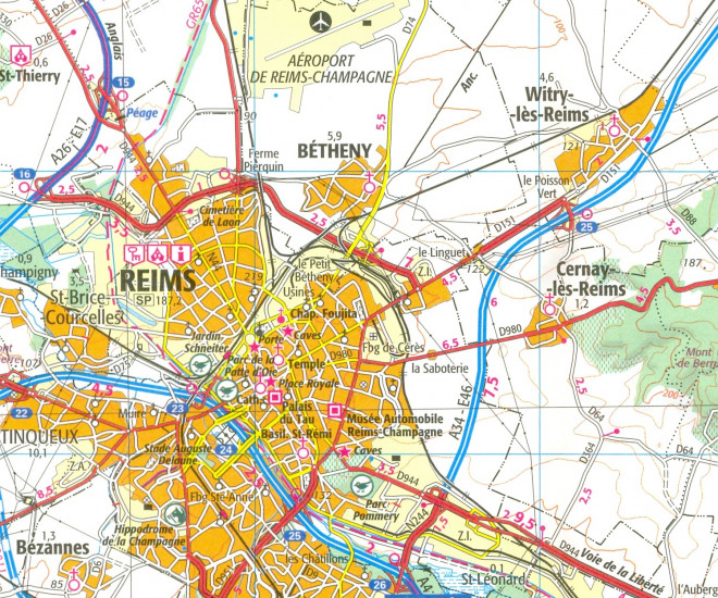 detail IGN 104 Reims, St-Quentin 1:100t mapa IGN