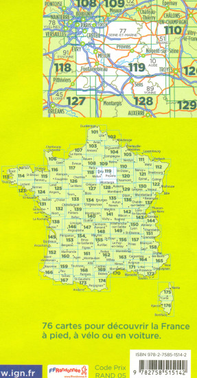 detail IGN 119 Evry, Melun, Provins 1:100t mapa IGN