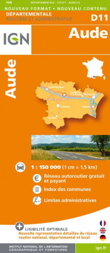 Aude departement 1:150.000 mapa IGN