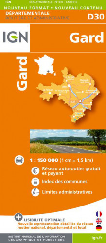 Gard departement 1:150.000 mapa IGN