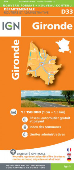 detail Gironde departement 1:150.000 mapa IGN