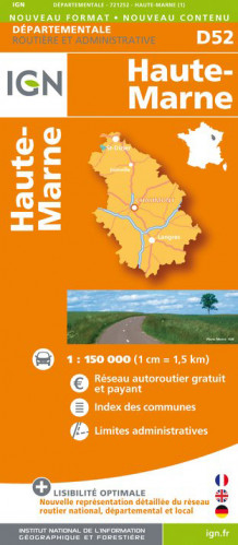 Haute-Marne departement 1:150.000 mapa IGN