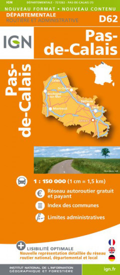 detail Pas-de-Calais departement 1:150.000 mapa IGN