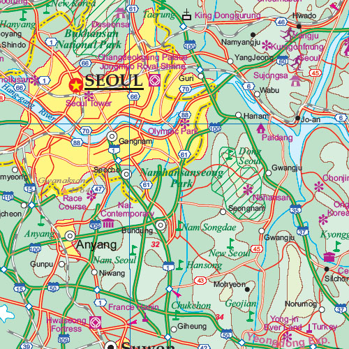 detail Jižní Korea & Soul (South Korea & Seoul) 1:550t/1:15t mapa ITMB
