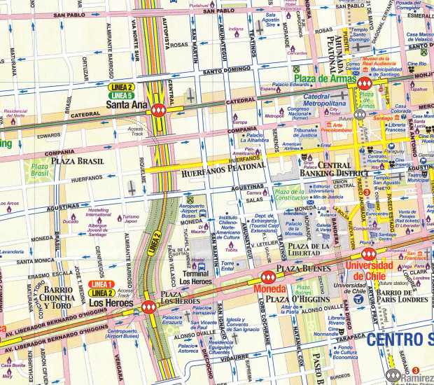 detail Santiago de Chile & Chile Central 1:12,5t/1:720t mapa ITM