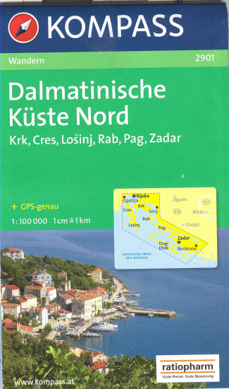 detail Dalmátské pobřeží Sever 1:100t mapa #2901 KOMPASS