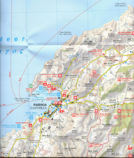 detail Paros, Antiparos 1:40t mapa #251 KOMPASS