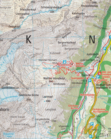 detail Vysoké Taury (NP Hohe Tauern) 1:50t set 3 mapy KOMPASS #50