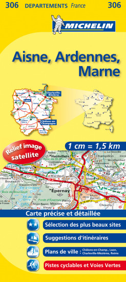 detail Aisne, Ardennes, Marne (Francie), mapa 1:150 000, MICHELIN