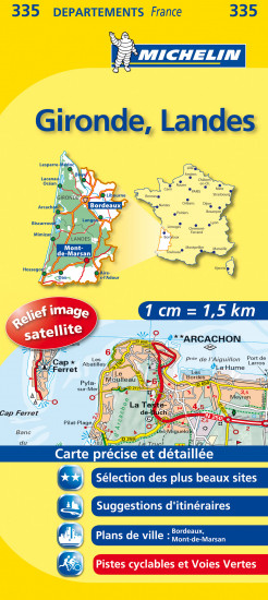 detail Gironde, Landes (Francie), mapa 1:150 000, MICHELIN