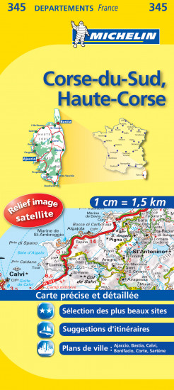 detail Corse-du-Sud, Haute-Corse (Francie), mapa 1:150 000, MICHELIN