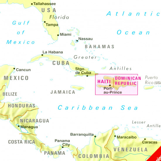 detail Dominikánská Rep. (Dominican Rep.), Haiti 1:600t mapa Nelles